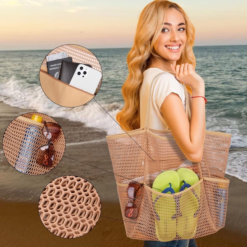 Tainehs Beach Bag - Mesh Tote Bag Beach Vacation Clothes for Women Pool Bag for Travel Pool Family Cruise Essentials 2025 - Image 3